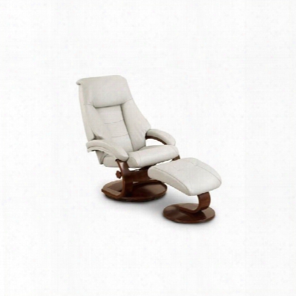 Mac Motion Oslo Leather Swivel Recliner With Ottoman In Putty And Alpine