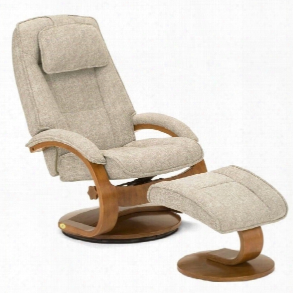 Mac Motion Oslo Swivel Recliner With Ottoman In Tan And Walnut