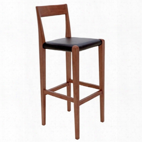 Nuevo Ameri 26 Leather Counter Stool In Black And Walnut