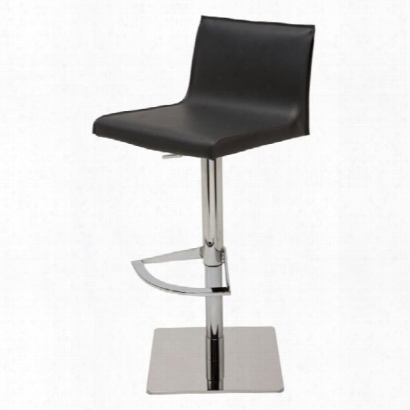 Nuevo Colter Adjustable Leather Bar Stool In Black