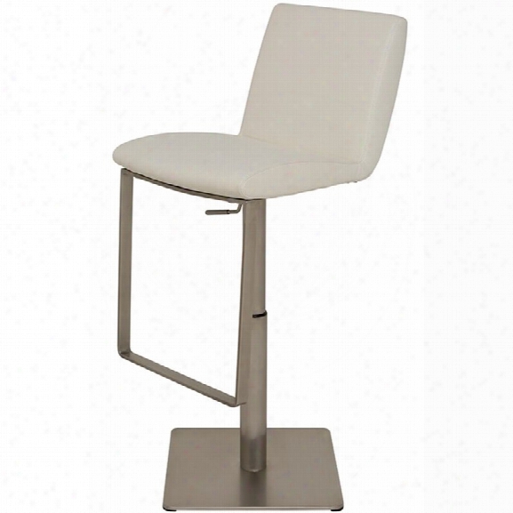 Nuevo Lewis Adjustable Faux Leather Bar Stool In White
