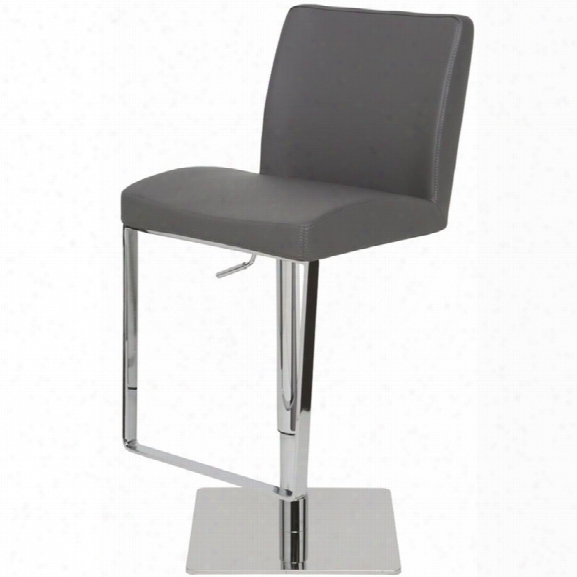 Nuevo Matteo Adjustable Leather Bar Stool In Dark Gray