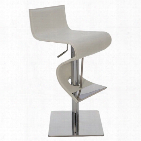 Nuevo Portland Adjustable Leather Bar Stool In White