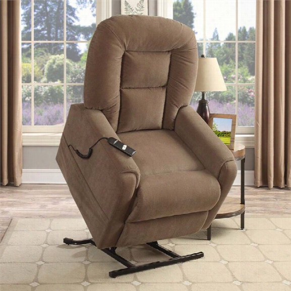 Pri Upholstered Lift Chair In Raider Mocha Brown