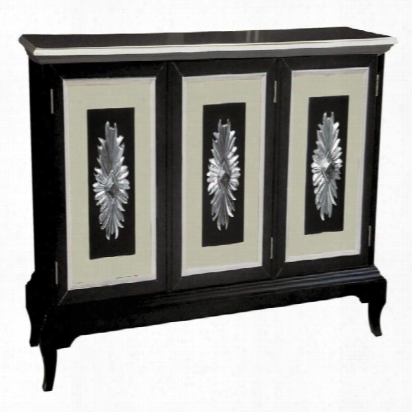 Pulaski 2 Door Credenza In Black And White Silver