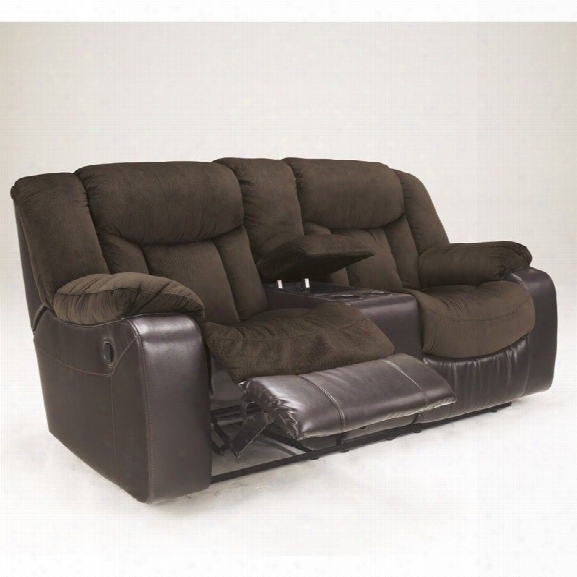 Signature Design By Ashley Furniture Tafton Microfiber Double Reclining Loveseat In Java