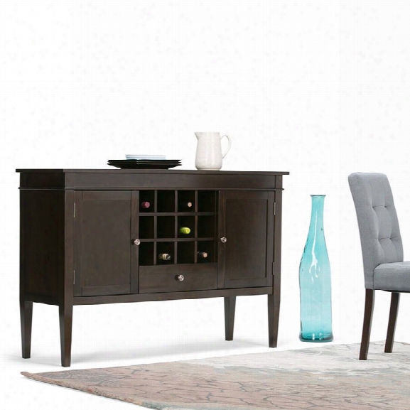 Simpli Home Carlton Sideboard And Wine Rack In Tobacco Brown