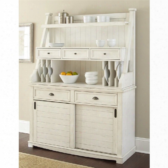 Steve Silver Cayla Buffet With Hutch In Antique White