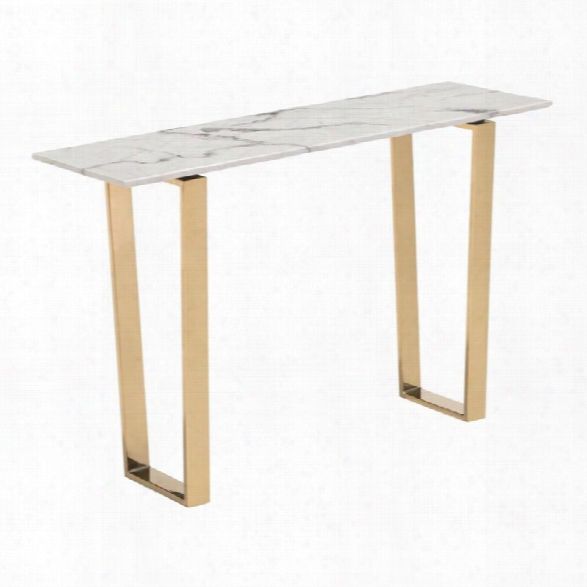 Zuo Atlas Faux Marble Top Console Table Ni Stone And Gold