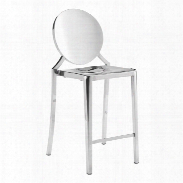 Zuo Eclispe 39 Bar Stool In Stainless Steel (set Of 2)