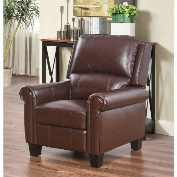 Abbyson Living Frankie Pushbakc Leather Recliner In Brown