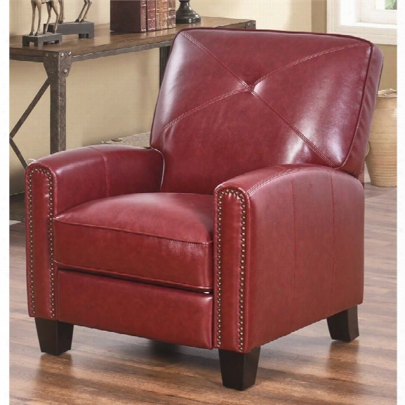 Abbyson Living Marino Pushback Leather Recliner In Red