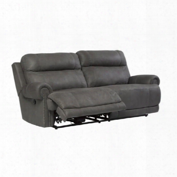 Ashley Furniture Austere Faux Leather Reclining Sofa In Gray