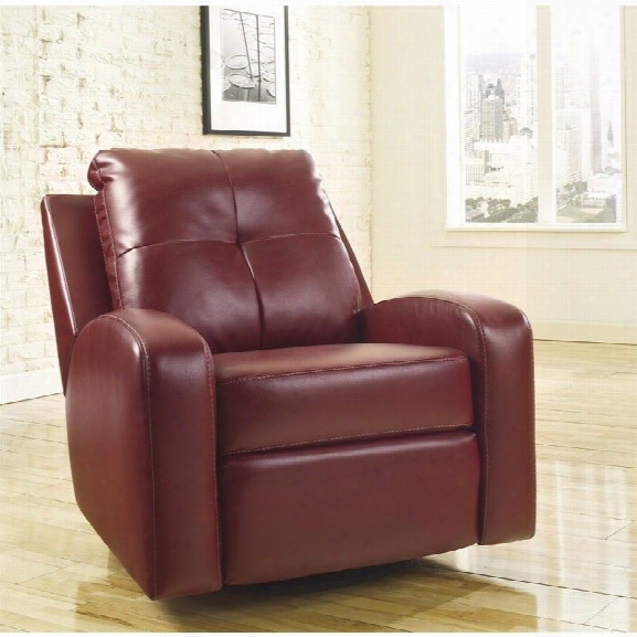 Ashley Furniture Mannix Leather Swivel Glider Recliner In Red