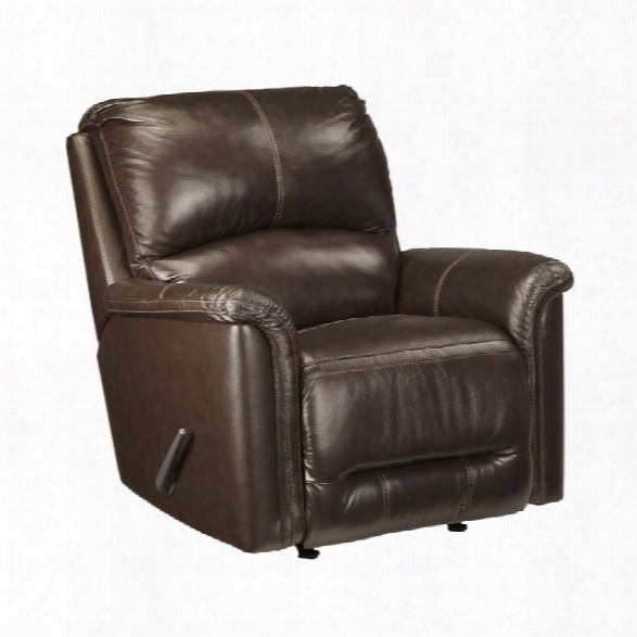 Ashley Lacotter Leather Rocker Recliner In Chocolate