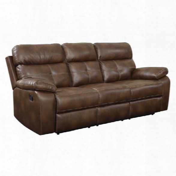 Coaster Damiano Faux Leather Motion Reclining Sofa In Brown