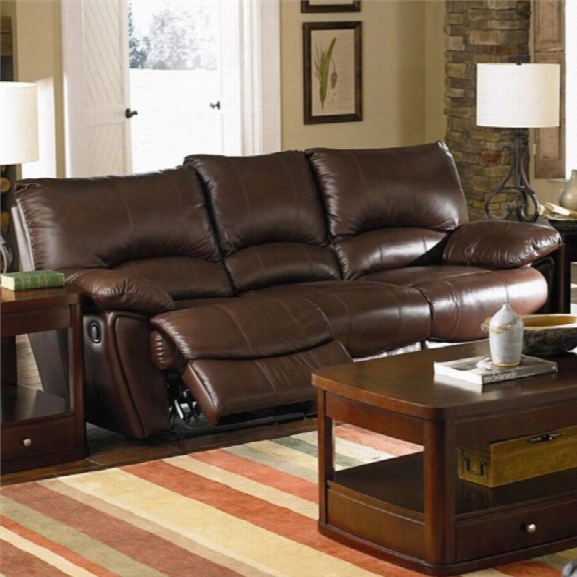 Coaster Leather Reclining Sofa In Brown