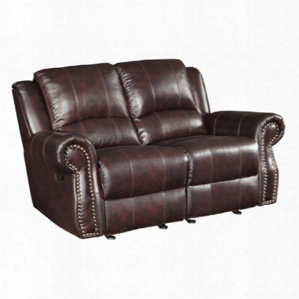 Coaster Rawlinson Faux Leather Motion Reclining Loveseat In Tobacco