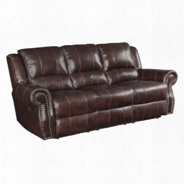 Coaster Rawlinson Faux Leather Motion Reclining Sofa In Tobacco