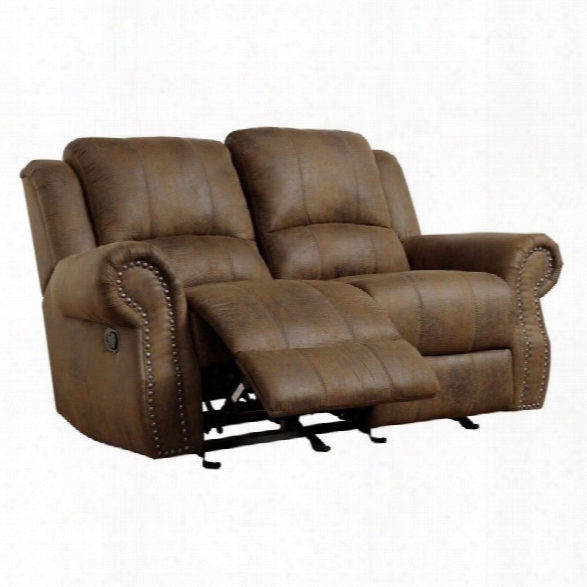 Coaster Rawlinson Microfiber Motion Reclining Loveseat In Brown