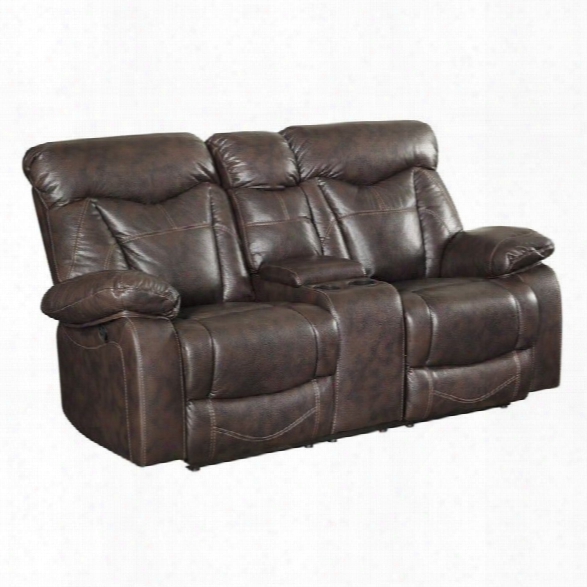 Coaster Zimmerman Faux Leather Motion Reclining Loveseat In Brown