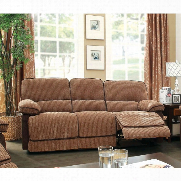 Furniture Of America Bernard Chenille Reclining Sofa In Brown