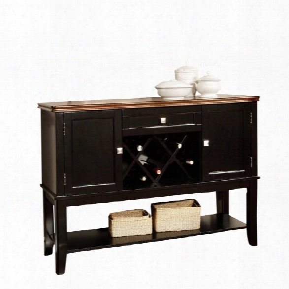 Furniture Of America Delila Wine Rack Sideboard In Black And Cherry