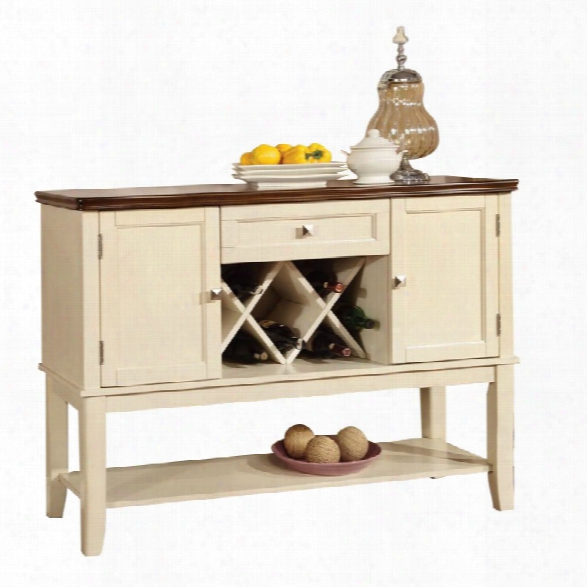 Furniture Of America Delila Wine Rack Sideboard In Cream White