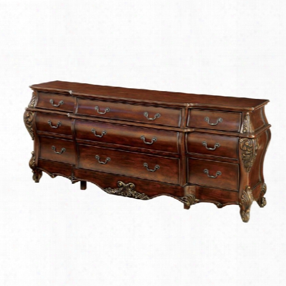 Furniture Of America Fruett 9 Drawer Buffet In Cherry