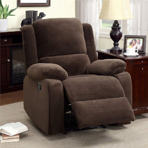 Furniture Of America Klichel Flannelette Recliner In Dark Brown