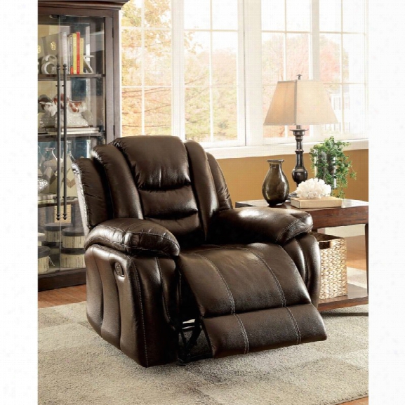Furniture Of America Stamos Faux Leather Recliner In Dark Brown