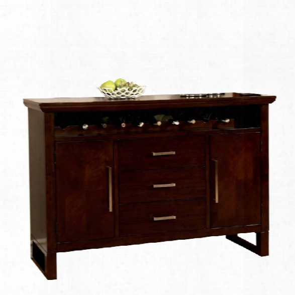 Furniture Of America Steline Wine Rack Buffet In Natural Wood