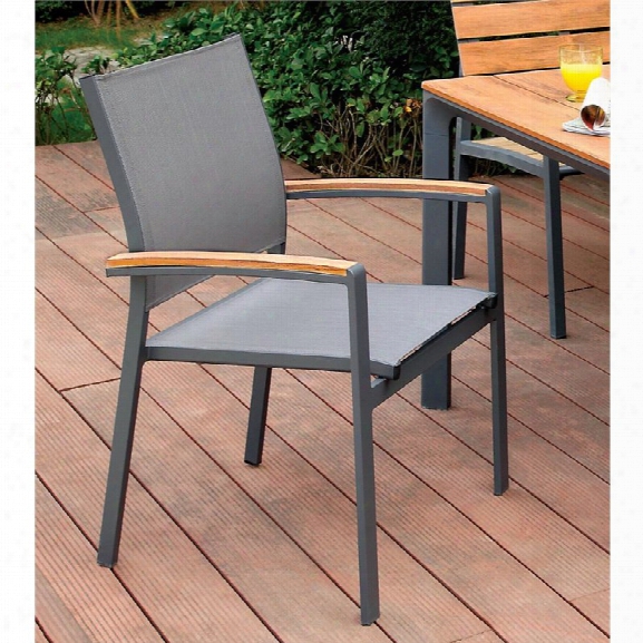 Furniture Of America Trevis Patio Dining Chair In Gray (set Of 4)