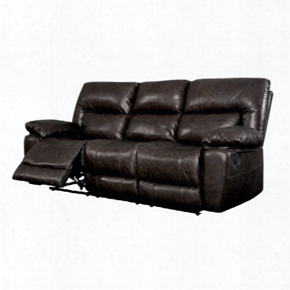 Furniture Of America Viggo Leather Reclining Sofa In Camel Brown