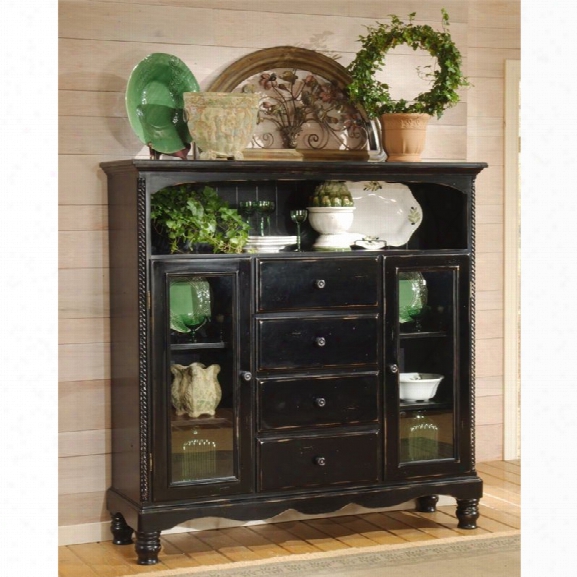 Hillsdale Wilshire 4 Drawer Curio Cabinet In Rubbed Black