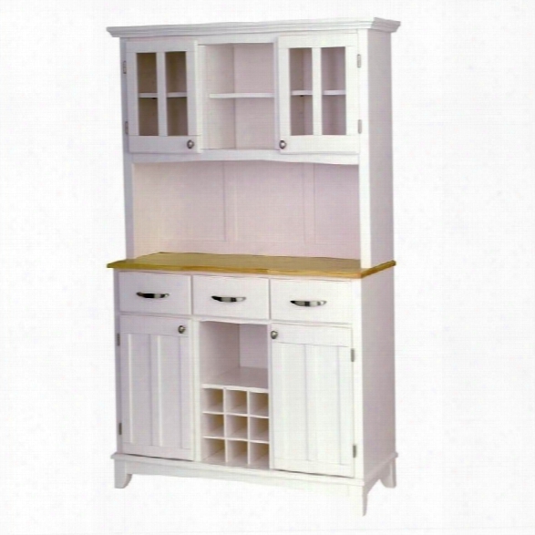 Home Styles Furniture Wood Top Buffet Server And 2-door Hutch In White