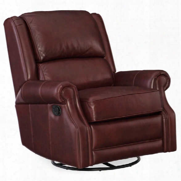 Hooker Furniture Jared Swivel Leather Recliner In Red