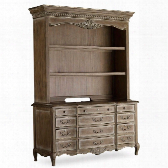 Hooker Furniture La Maison Computer Credenza And Hutch In Light Wood