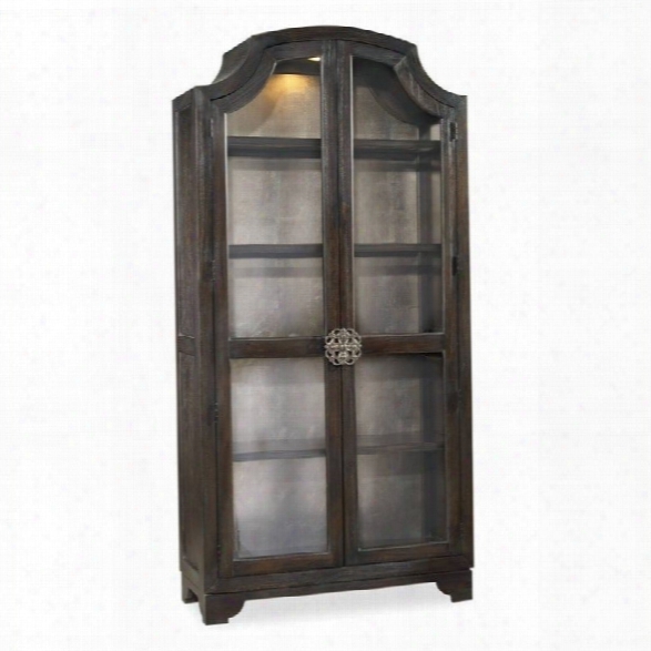 Hooker Furniture Sanctuary Glass Bunching Curio In Ebony Antiqued Oak