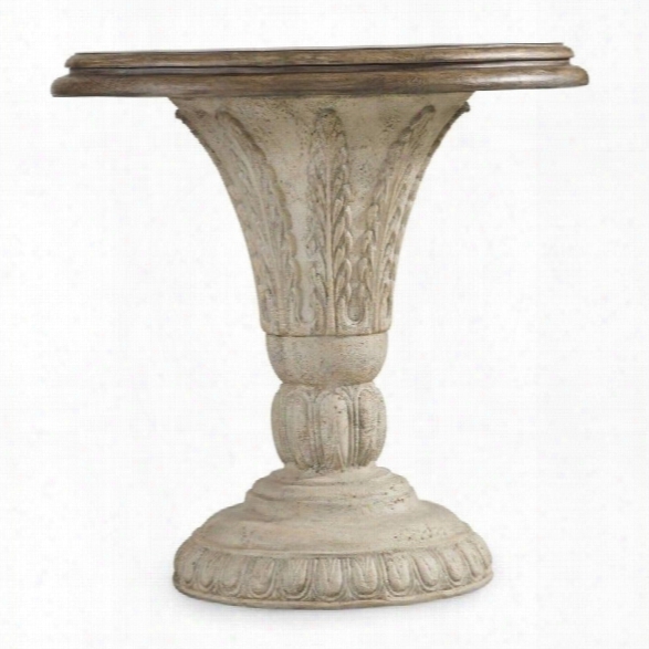 Hooker Furniture Solana Round Pedestal Accent Table In Weathered Beige