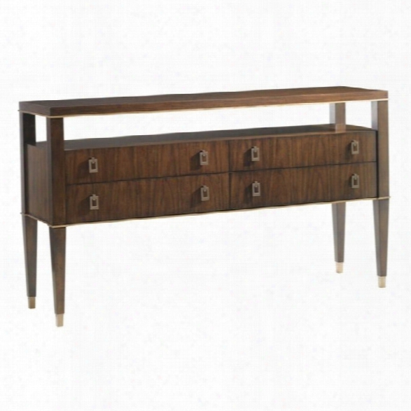 Lexington Tower Place Lake Shore 4 Drawer Wood Sideboard In Walnut