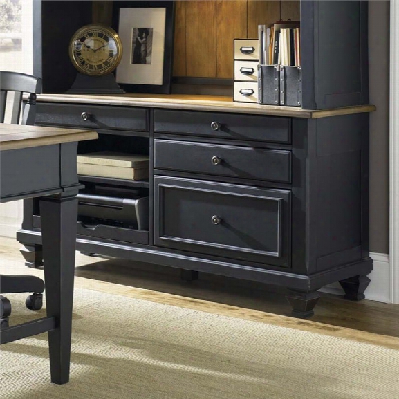 Liberty Furniture Bungalow Ii Computer Credenza In Driftwood And Black