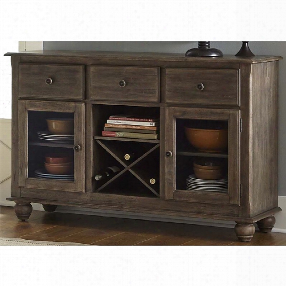 Liberty Furniture Candlewood Wine Rack Server In Weather Gray