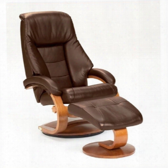 Mac Motion Oslo Leather Swivel Recliner In Espresso And Walnut