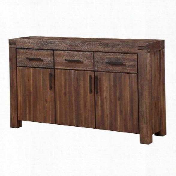 Modus Furniture Meadow Solid Wood Sideboard In Brick Brown