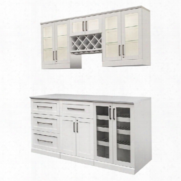 Newage Home Bar 7 Piece 72 X 25 Modular Cabinet Set In White