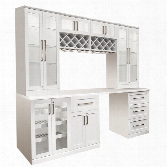 Newage Home Bar 8 Piece 96 X 25 Modular Cabinet Set In White