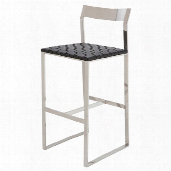 Nuevo Camille 26.5 Leather Counter Stool In Black