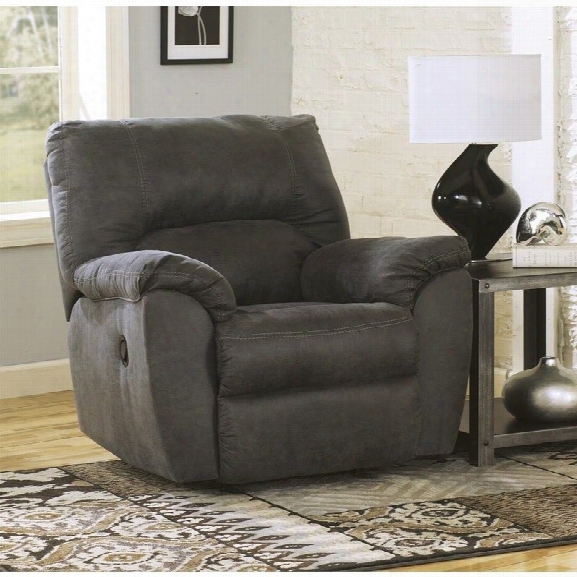 Signature Design By Ashley Furniture Tambo Fabric Rocker Recliner In Pewter