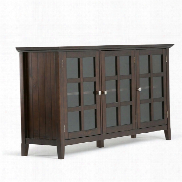 Simpli Home Acadian Wide Storage Cabinet In Tobacco Brown